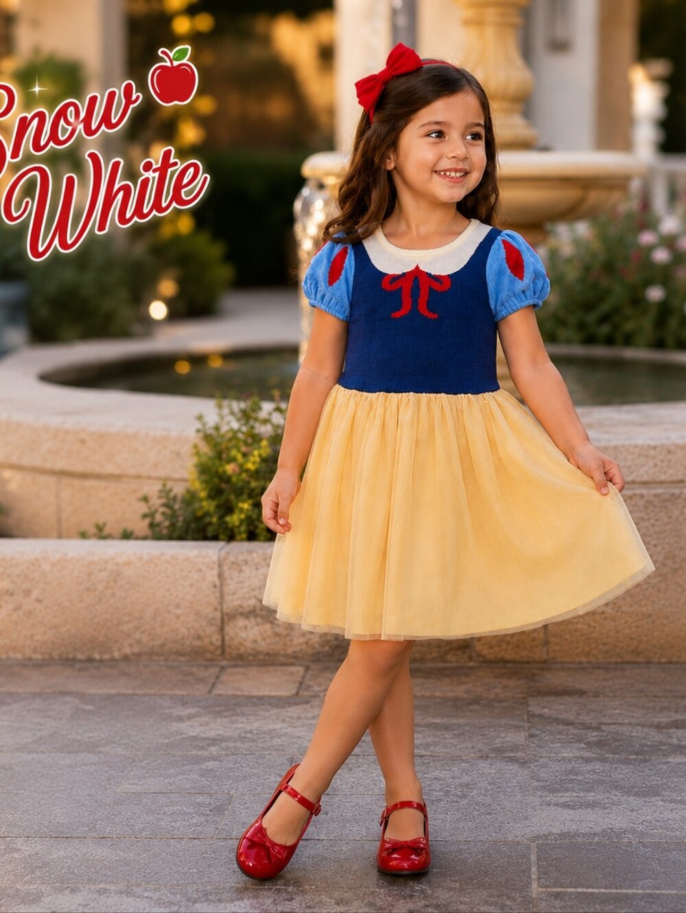 Disney Princess Snow White Dress GirlsLt Yellow Tulle Knit Top Fairy Tale   5T